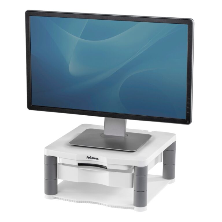 Fellowes Computer Monitor Stand with 3 Height Adjustments, 21" Max Screen, 36kg Weight, Platinum