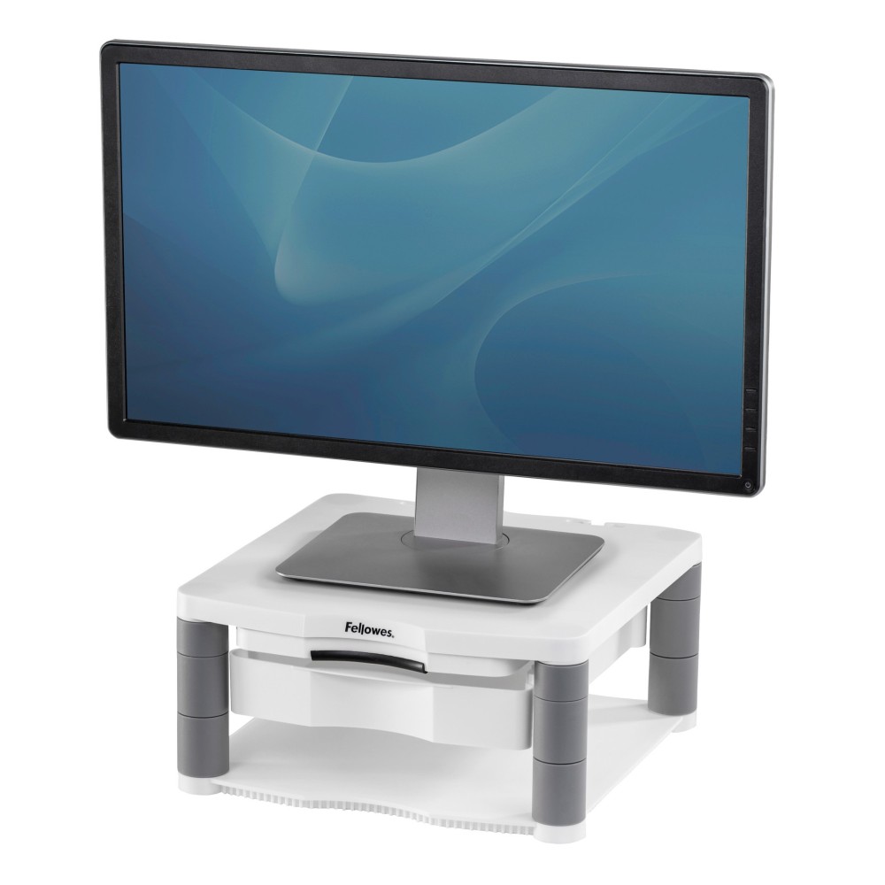 Fellowes Computer Monitor Stand with 3 Height Adjustments, 21" Max Screen, 36kg Weight, Platinum Fellowes Computer Monitor Stand with 3 Height Adjustments, 21" Max Screen, 36kg Weight, Platinum