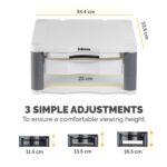Fellowes Computer Monitor Stand with 3 Height Adjustments, 21" Max Screen, 36kg Weight, Platinum