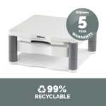 Fellowes Computer Monitor Stand with 3 Height Adjustments, 21" Max Screen, 36kg Weight, Platinum