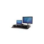 Fellowes Corsivo Sit Stand Workstation Desk - 17kg Capacity, 2 Displays, 28-390mm Height Adjustment, Black