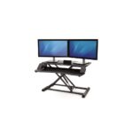 Fellowes Corsivo Sit Stand Workstation Desk - 17kg Capacity, 2 Displays, 28-390mm Height Adjustment, Black