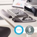 Fellowes Memory Foam Mouse Mat with Wrist Support - Ergonomic Black/Silver