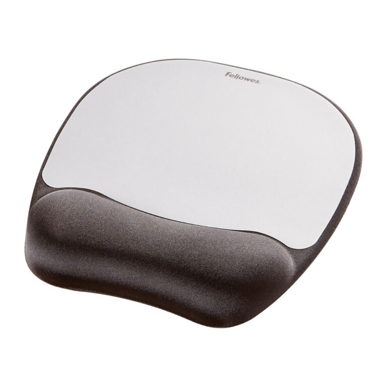 Fellowes Memory Foam Mouse Mat with Wrist Support - Ergonomic Black/Silver
