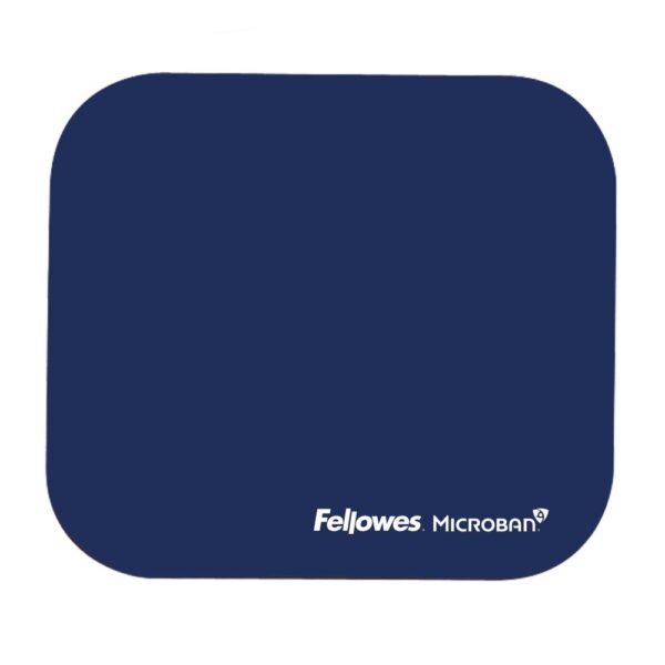 Fellowes Microban Blue Monochromatic Universal Mouse Mat with Non-Slip Rubber Base