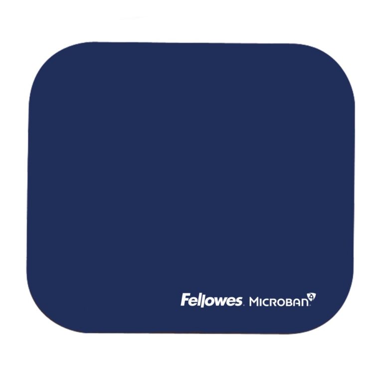 Fellowes Microban Blue Monochromatic Universal Mouse Mat with Non-Slip Rubber Base