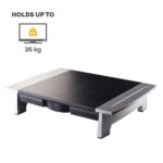 Fellowes Office Suites Monitor Stand with 5 Height Adjustments, Storage Tray, Black/Silver