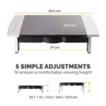 Fellowes Office Suites Monitor Stand with 5 Height Adjustments, Storage Tray, Black/Silver
