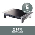 Fellowes Office Suites Monitor Stand with 5 Height Adjustments, Storage Tray, Black/Silver
