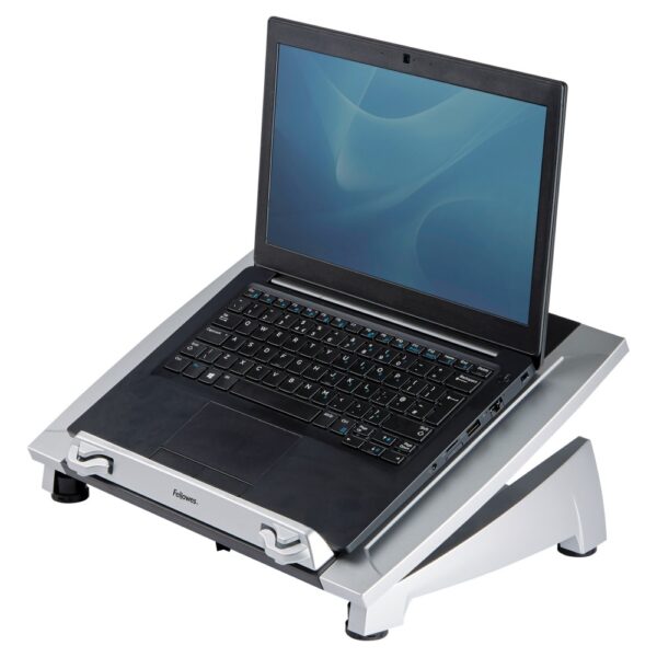 Fellowes Office Suites Plus Adjustable Laptop Stand, 17" max, 5 Height Positions, Black/Silver