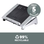 Fellowes Office Suites Plus Adjustable Laptop Stand, 17" max, 5 Height Positions, Black/Silver