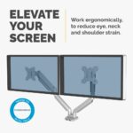 Fellowes Platinum Series Dual Monitor Arm Mount for 2 x 40" Screens with USB 3.2 Hub, Silver