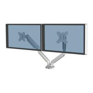 Fellowes Platinum Series Dual Monitor Arm Mount for 2 x 40" Screens with USB 3.2 Hub, Silver