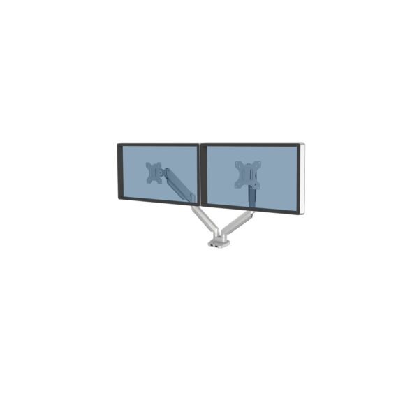 Fellowes Platinum Series Dual Monitor Arm Mount for 2 x 40" Screens with USB 3.2 Hub, Silver