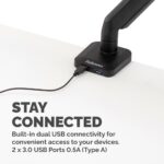 Fellowes Platinum Series Monitor Arm - Single 40" Screen Mount, up to 8kg, USB, Black