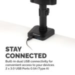 Fellowes Platinum Series Triple Monitor Arm for 3x 27" Displays, 7kg Max, USB Hub, Black
