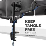Fellowes Platinum Series Triple Monitor Arm for 3x 27" Displays, 7kg Max, USB Hub, Black