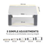 Fellowes Premium Monitor Riser Desk Mount 21" 36kg Height Adjustable Graphite Platinum