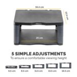 Fellowes Premium Monitor Riser Graphite, Desk Mount, 36kg Weight, 21" Screen, Height Adjustable