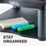 Fellowes Premium Monitor Riser Graphite, Desk Mount, 36kg Weight, 21" Screen, Height Adjustable