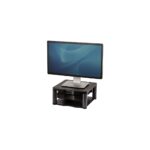 Fellowes Premium Plus Monitor Stand with Drawer, Cable Management, Ergonomic, 3-Height Adjustments, 21", Graphite