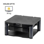 Fellowes Premium Plus Monitor Stand with Drawer, Cable Management, Ergonomic, 3-Height Adjustments, 21", Graphite