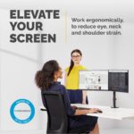 Fellowes Reflex Dual Monitor Arm for 2x 27" Screens, 8kg Max, Tilt 45°, Pan 180°, Rotation 360°, Black