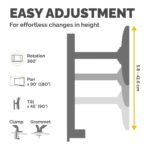 Fellowes Reflex Dual Monitor Arm for 2x 27" Screens, 8kg Max, Tilt 45°, Pan 180°, Rotation 360°, Black