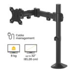 Fellowes Reflex Single Monitor Arm 8kg 32" Screen Desk Mount Tilt 45° Pan 180° Rotation 360° Black