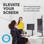 Fellowes Seasa Dual Monitor Arm - Freestanding Desk Mount for 2x 32" Screens, 8kg Max, Black