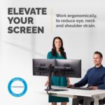 Fellowes Seasa Dual Monitor Arm Freestanding Mount for 2x 27" Screens, 8kg Capacity, Tilt 45°, Pan 120°, Black