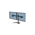 Fellowes Seasa Dual Monitor Arm Freestanding Mount for 2x 27" Screens, 8kg Capacity, Tilt 45°, Pan 120°, Black