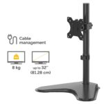 Fellowes Seasa Freestanding Single Monitor Arm for 32" (8kg) Screens - Black, Cable Management
