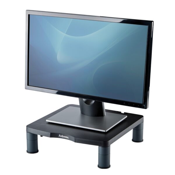 Fellowes Standard Monitor Riser with Cable Management, 3 Height Adjustments, 21" Max Screen, Graphite