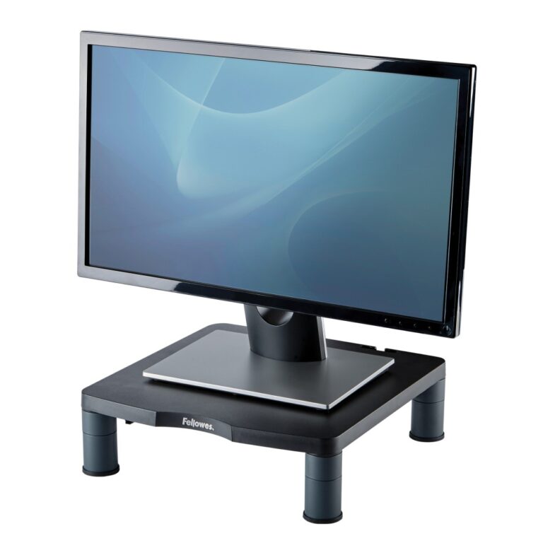 Fellowes Standard Monitor Riser with Cable Management, 3 Height Adjustments, 21" Max Screen, Graphite
