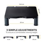Fellowes Standard Monitor Riser with Cable Management, 3 Height Adjustments, 21" Max Screen, Graphite
