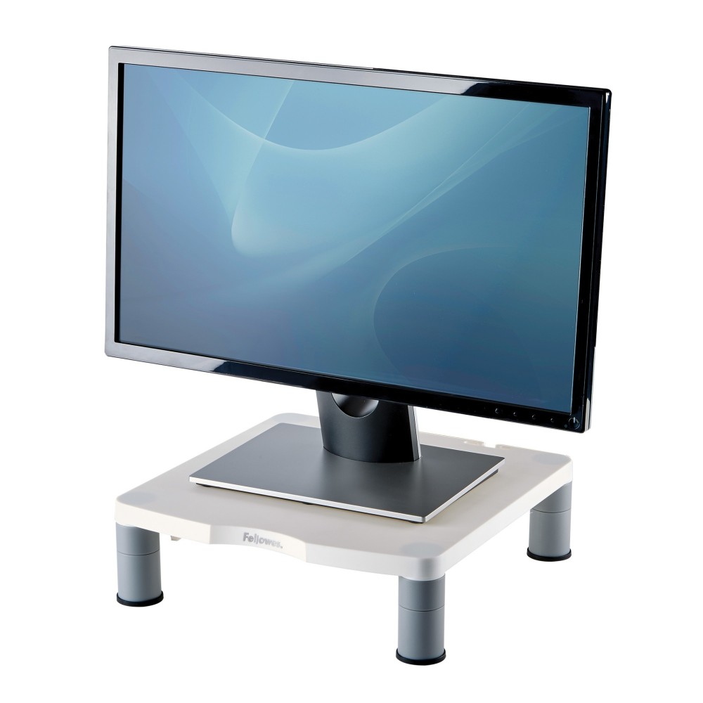 Fellowes Standard Monitor Stand, 3 Height Adjustments, 21" Screen Support, 27kg Max Weight, Grey/White Fellowes Standard Monitor Stand, 3 Height Adjustments, 21" Screen Support, 27kg Max Weight, Grey/White