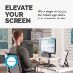 Fellowes Standard Monitor Stand, 3 Height Adjustments, 21" Screen Support, 27kg Max Weight, Grey/White
