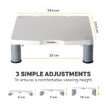 Fellowes Standard Monitor Stand, 3 Height Adjustments, 21" Screen Support, 27kg Max Weight, Grey/White