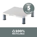 Fellowes Standard Monitor Stand, 3 Height Adjustments, 21" Screen Support, 27kg Max Weight, Grey/White