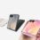 Three Samsung Galaxy Z Flip8 handsets in cream, graphite and pink, one held in a hand