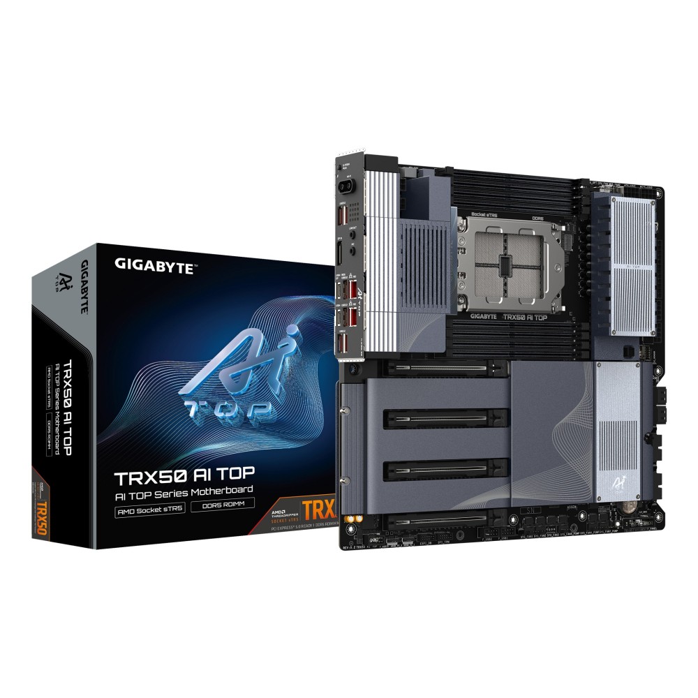 GIGABYTE TRX50 AI TOP-2B Motherboard - AMD sTR5, DDR5, PCIe 5.0, Wi-Fi 7 GIGABYTE TRX50 AI TOP-2B Motherboard - AMD sTR5, DDR5, PCIe 5.0, Wi-Fi 7