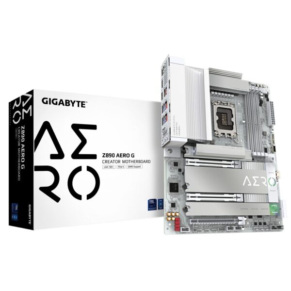 Gigabyte Z890 Aero G ATX Motherboard, LGA 1851, Intel Z890, DDR5, Wi-Fi 7, White