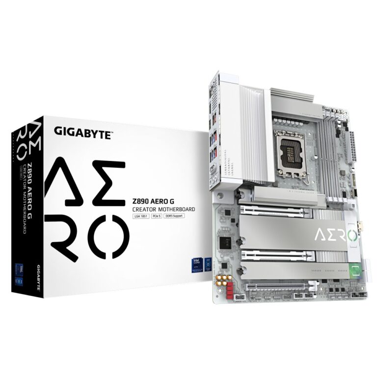 Gigabyte Z890 Aero G ATX Motherboard, LGA 1851, Intel Z890, DDR5, Wi-Fi 7, White