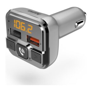 Hama 00014165 FM Transmitter 87.6 - 107.9 MHz with Bluetooth, MicroSD, MP3 Playback, Silver