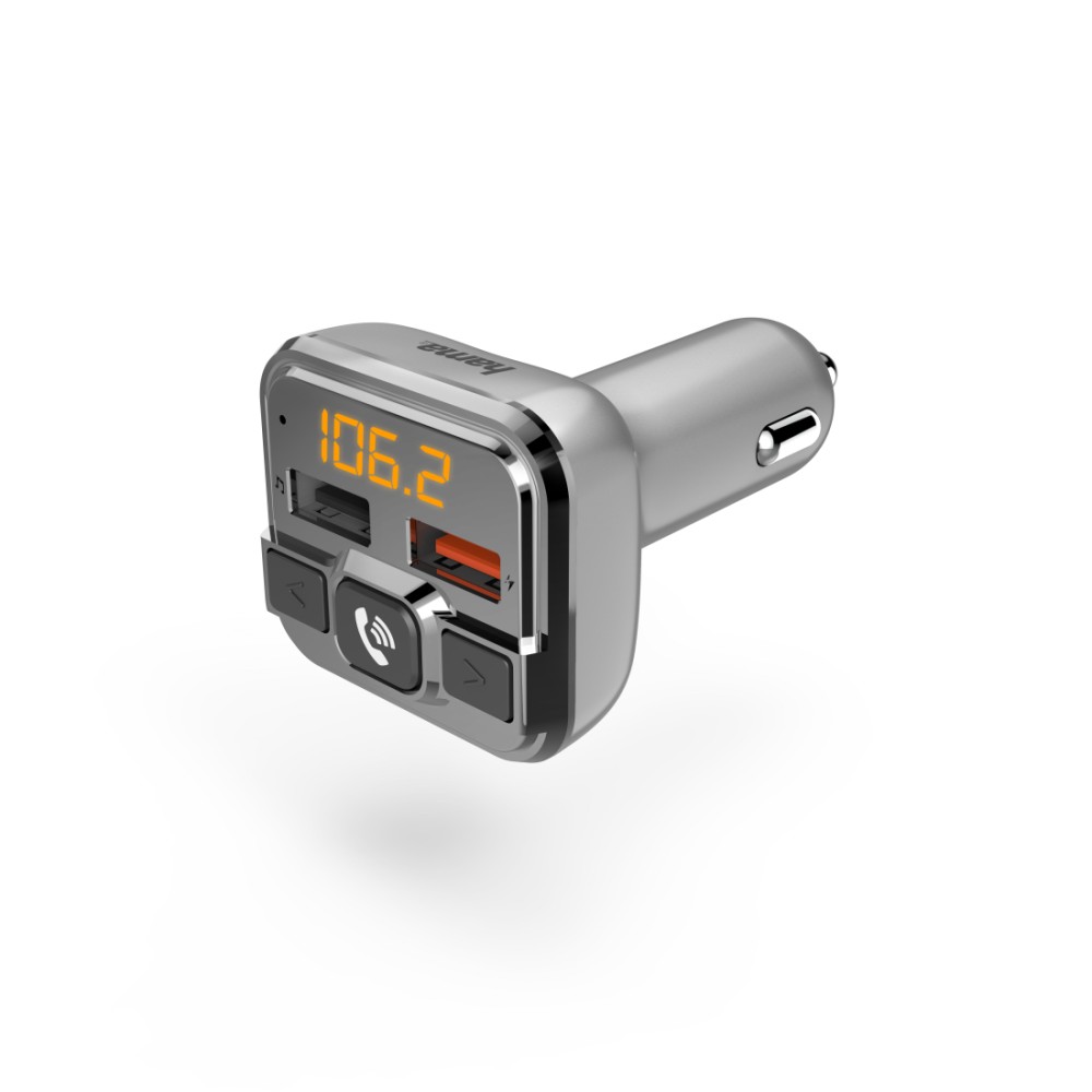 Hama 00014165 FM Transmitter 87.6 - 107.9 MHz with Bluetooth, MicroSD, MP3 Playback, Silver Hama 00014165 FM Transmitter 87.6 - 107.9 MHz with Bluetooth, MicroSD, MP3 Playback, Silver