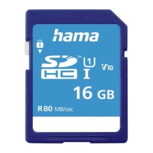 Hama 00124134 16GB SDHC UHS-I Class 10 Memory Card 80 MB/s Read Speed, V10 U1, Blue