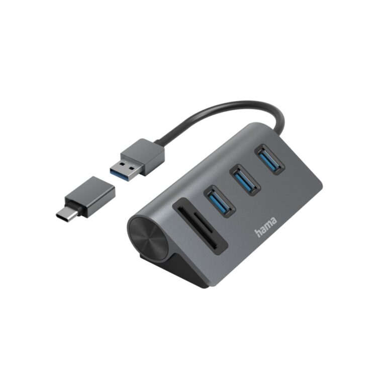 Hama 00200140 USB 3.2 Gen 1 Docking Station & Card Reader, Anthracite/Black