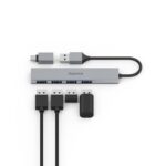 Hama 00200141 USB 3.2 Gen 1 (3.1 Gen 1) Type-A Hub 4 Port 5000 Mbit/s Grey 0.15m