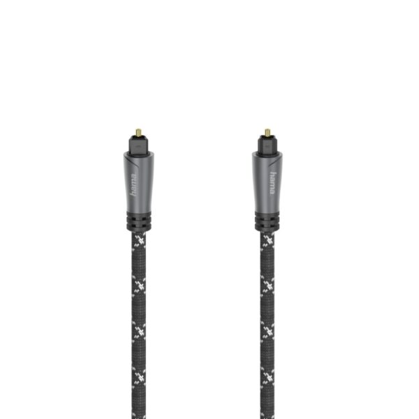Hama 00205140 TOSLINK Audio Cable 3m Gold Plated Black/Grey Magnetically Shielded